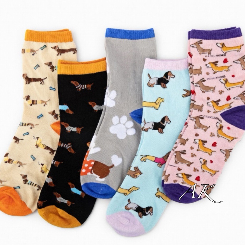 Dachshund Socks 
5 Pair Pack 🐾 Doxie Wiener